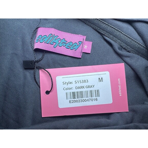 Edikted Fold Over One Shoulder Dark Gray Long Sleeve Top Asymmetrical MEDIUM NWT - Picture 5 of 9